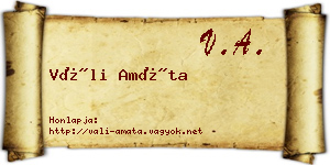 Váli Amáta névjegykártya